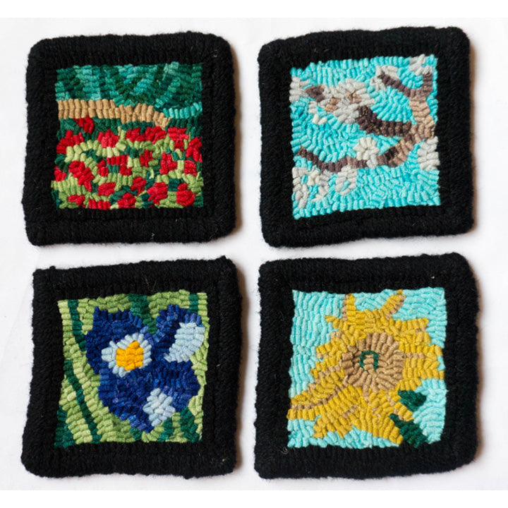 Van Gogh's Flowers Rug Hooking Kit - 4 Coasters